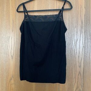 LANE BRYANT 14/16 BLACK LACE EDGED ADJUSTABLE SPAGHETTI STRAP CAMI TOP